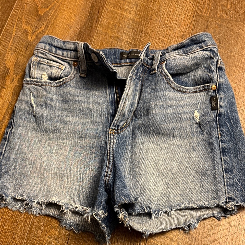 Silver Jeans Distressed Blue Jean Shorts
